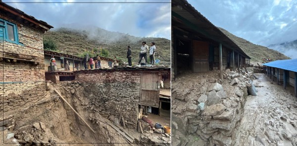डोल्पाको रिवा गाउँमा लेदोसहितको भीषण पहिरो, ८ घर पुरिए, दर्जनौं घरमा क्षति